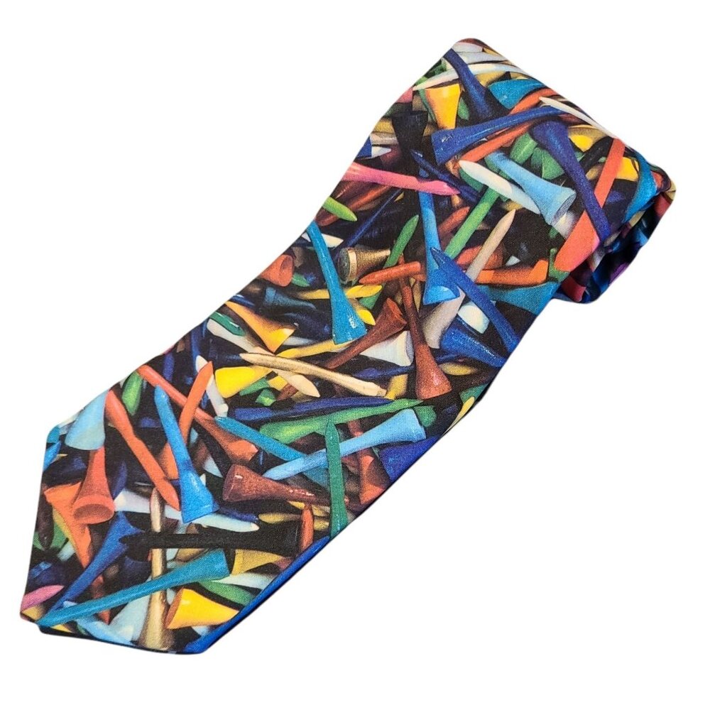 Vintage Ralph Marlin Golfer Tie Golf Tees Mens Novelty Necktie Business Career